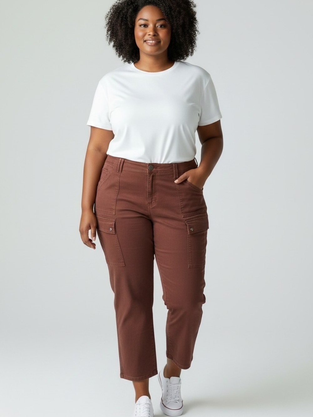 NWT Democracy Ab-Solution Curve Equality Burgundy Cargo Crop Pants Sz 20W